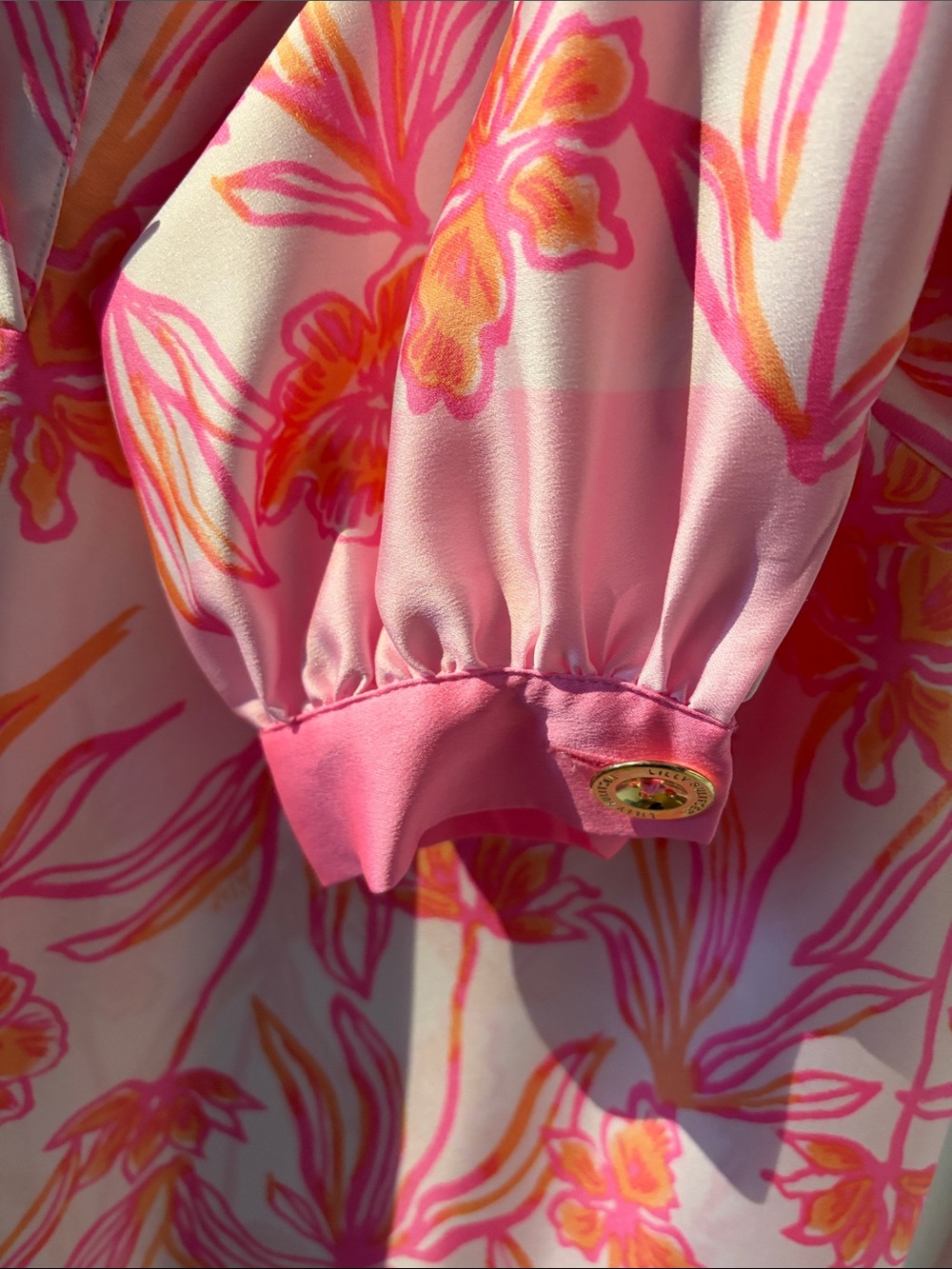 Lilly Pulitzer Pink & Orange Floral Long Sleeve Tunic Dress - Picture 4 of 5